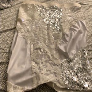 Patchwork Sequins White skirt